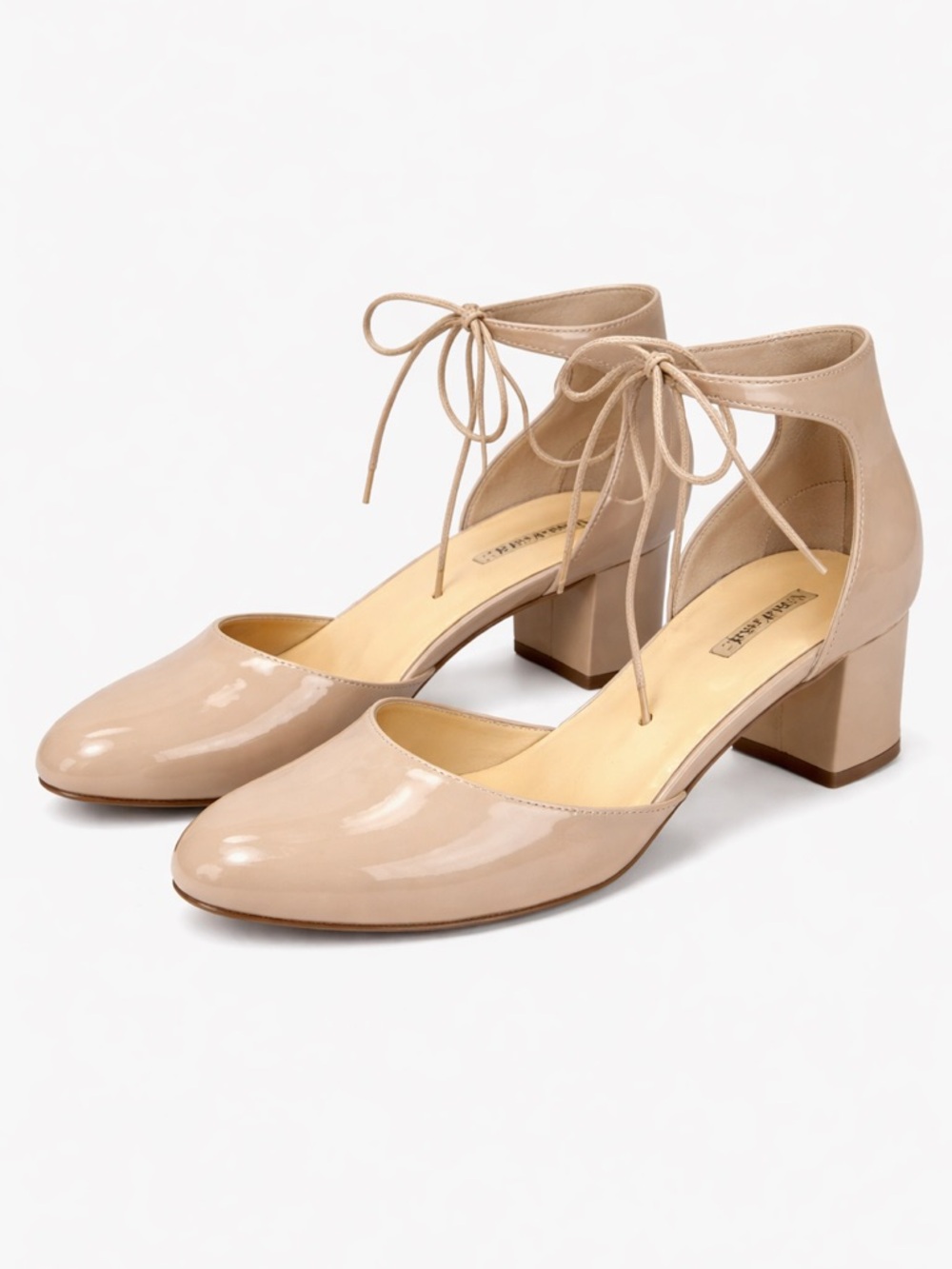 Paul Green Nude Patent Leather Lace-Up Block Heel Pumps US 7.5 EU 40